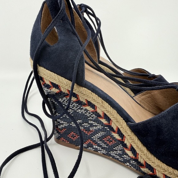NEW‎ CABI ISLA SUEDE WEDGE ESPADRILLE AZTEC WOMEN 10 Ankle Tassel Nautical 6001 - Picture 6 of 16